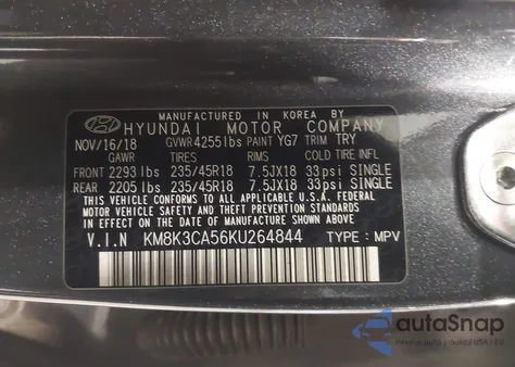 2019 Hyundai Kona Limited from USA, damaged, VIN KM8K3CA56KU264844